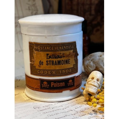 Stramonium - Poison - Antique pharmacy ointment jar - Apothecary 1908
