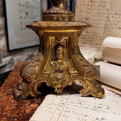 Pique-Cierge d'Autel en laiton 59cm - Porte-Cierge - Chandelier XIXème