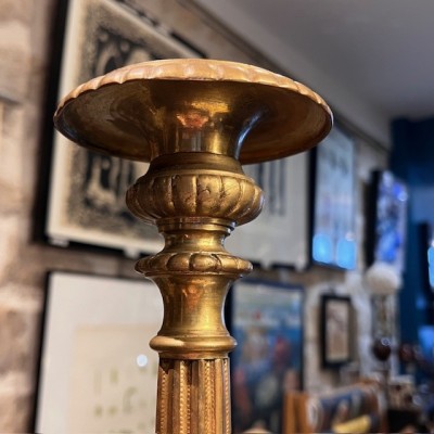 Large Neo-Renaissance chased brass altar candleholder - 19th century