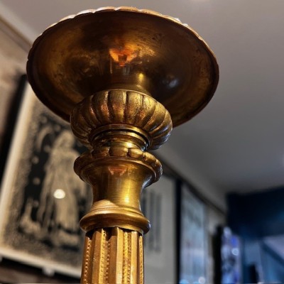 Pique-Cierge d'Autel en laiton 59cm - Porte-Cierge - Chandelier XIXème