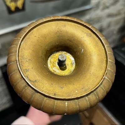 Large Neo-Renaissance chased brass altar candleholder - 19th century