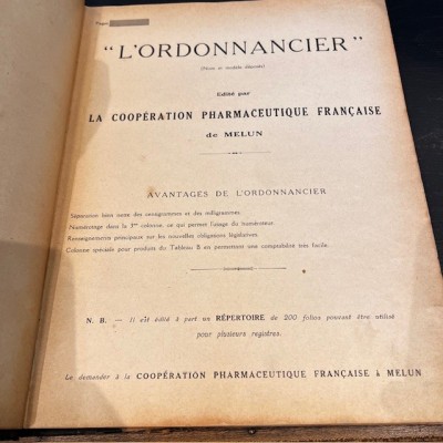 Ordonnancier Pharmacie Sacquépée Paris - Libération - 1945 à 1946