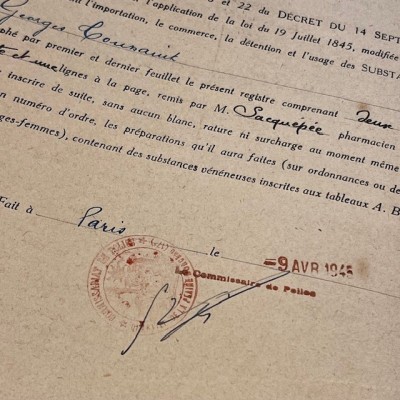 Ordonnancier Pharmacie Sacquépée Paris - Libération - 1945 à 1946