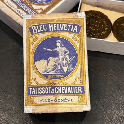 Antique Laundry blue box - Helvetia Blue - Talissot & Chevalier -1900