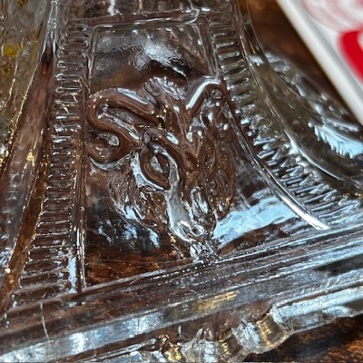 Antique glass oil lamp in pressed molded glass - Provence - 19th