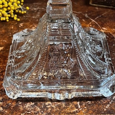 Antique glass oil lamp in pressed molded glass - Provence - 19th