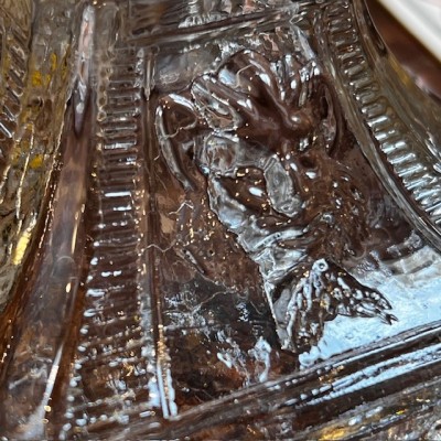 Lampe provençale - Lampe à Huile Ancienne en verre moulé-pressé - 1880