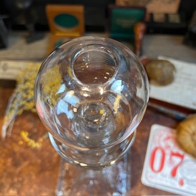 Antique glass oil lamp in pressed molded glass - Provence - 19th