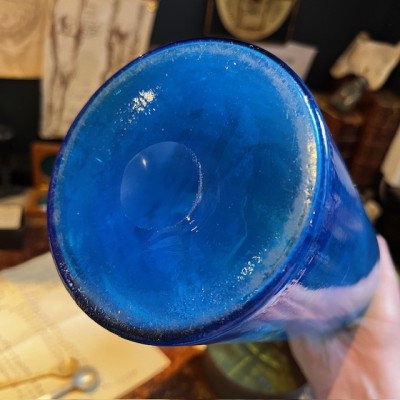 Cobalt blue glass apothecary jar - Antique 19th pharmacy bottle