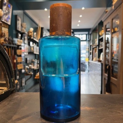 Grand Flacon de pharmacie en verre bleu cobalt- Apothicaire - XIXème