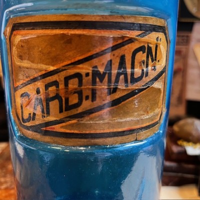 Carbonate de Magnésie - Flacon pharmacie verre bleu XIXème - Apothicaire