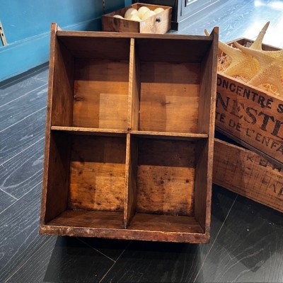 Antique wooden pharmacy drawer with compartments - 4 compartments