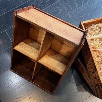 Antique wooden pharmacy drawer with compartments - 4 compartments