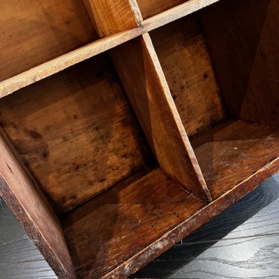 Tiroir de pharmacie ancien en bois compartimenté - 4 compartiments