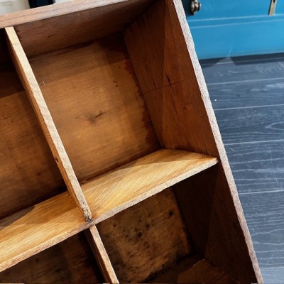 Antique wooden pharmacy drawer with compartments - 4 compartments