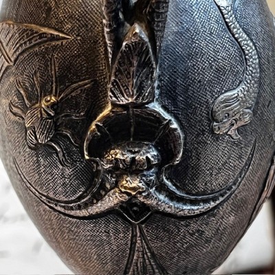 Pyrogène - Porte-allumettes - 1900 à motif de chauve-souris - Bronze