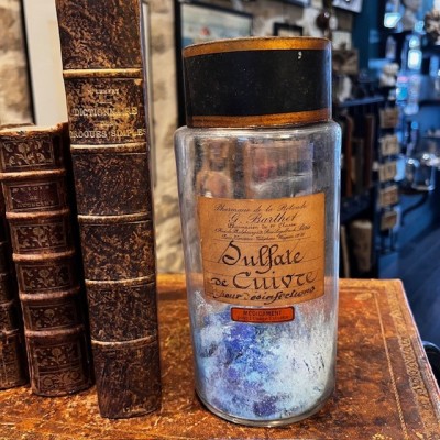 Sulfate de Cuivre en cristaux - Flacon ancien de pharmacie-Apothicaire