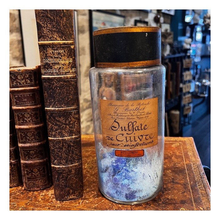 Sulfate de Cuivre en cristaux - Flacon ancien de pharmacie-Apothicaire