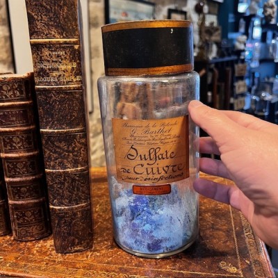 Sulfate de Cuivre en cristaux - Flacon ancien de pharmacie-Apothicaire
