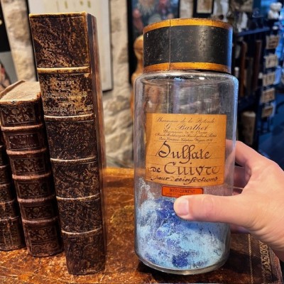 Sulfate de Cuivre en cristaux - Flacon ancien de pharmacie-Apothicaire