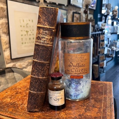 Sulfate de Cuivre en cristaux - Flacon ancien de pharmacie-Apothicaire