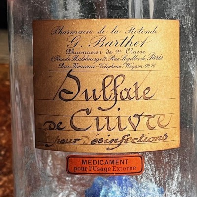 Sulfate de Cuivre en cristaux - Flacon ancien de pharmacie-Apothicaire