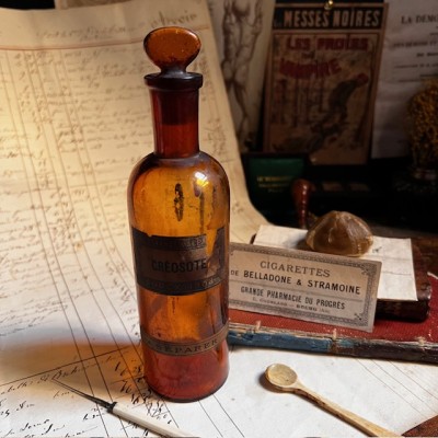 Créosote - CODEX 1908 - Dangereux - Flacon ancien de pharmacie