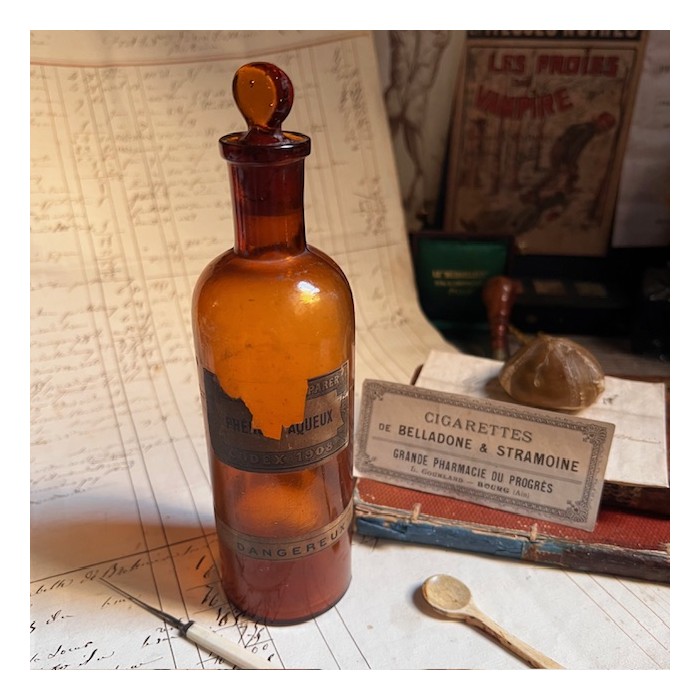 Phénol Aqueux - CODEX 1908 - Poison - Flacon ancien de pharmacie
