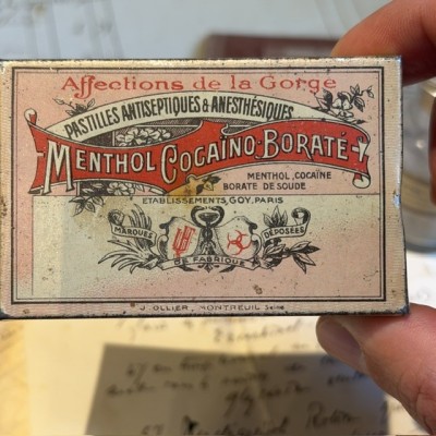 Box of cocaine lozenges from 1900 – MBC – Menthol Cocaïno Boraté