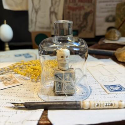 Small antique engraved glass bell