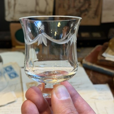 Small antique engraved glass bell