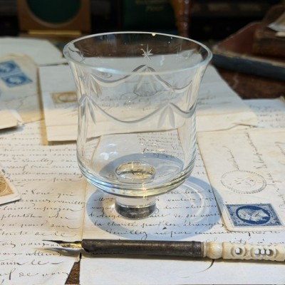 Small antique engraved glass bell