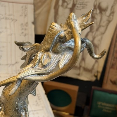 Chinese Dragon with 4 claws - Mang Dragon - Solid brass sculpture