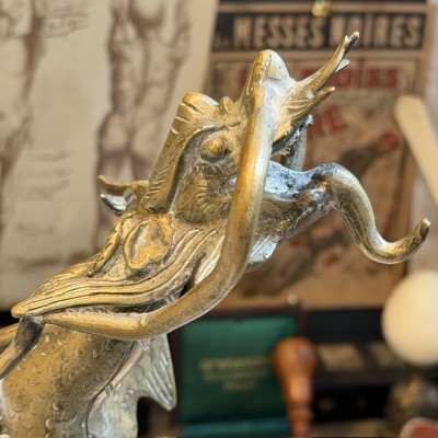 Dragon Chinois à 4 griffes - Dragon Mang - Sculpture en laiton massif