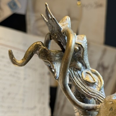 Dragon Chinois à 4 griffes - Dragon Mang - Sculpture en laiton massif