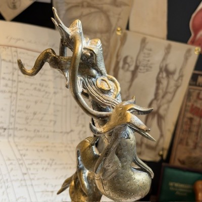 Chinese Dragon with 4 claws - Mang Dragon - Solid brass sculpture