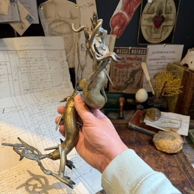 Dragon Chinois à 4 griffes - Dragon Mang - Sculpture en laiton massif