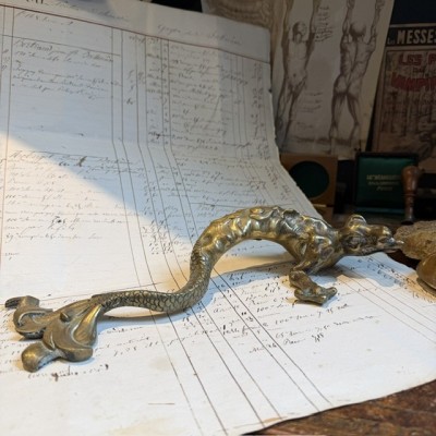 19th-century bronze chimera - Napoleon III – Antique door pull