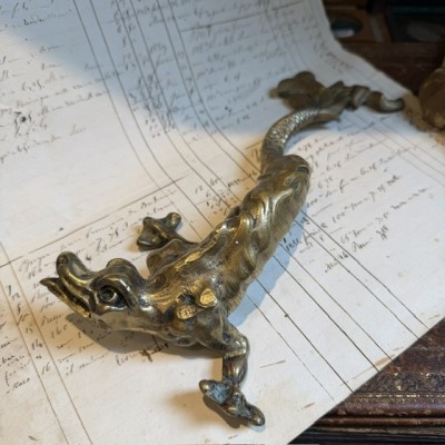 19th-century bronze chimera - Napoleon III – Antique door pull
