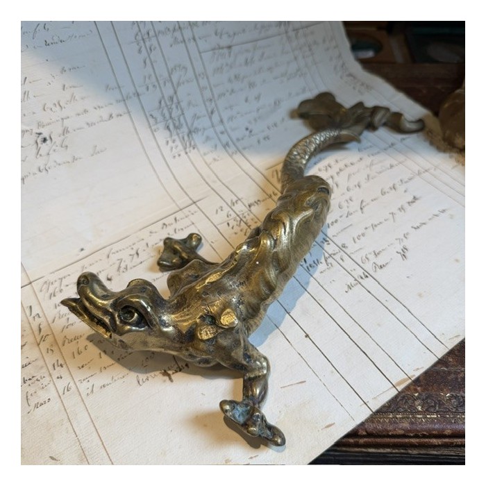 19th-century bronze chimera - Napoleon III – Antique door pull