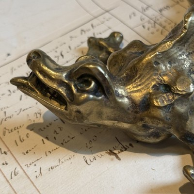 19th-century bronze chimera - Napoleon III – Antique door pull