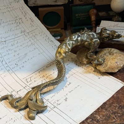 19th-century bronze chimera - Napoleon III – Antique door pull