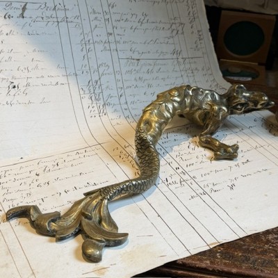 19th-century bronze chimera - Napoleon III – Antique door pull