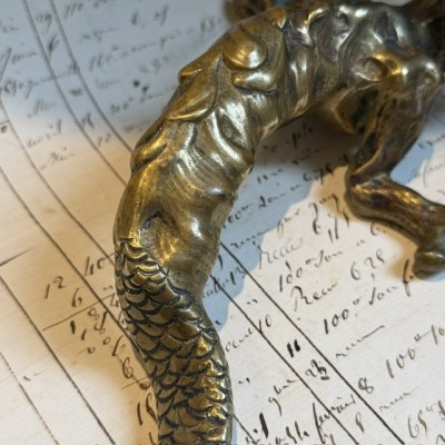 19th-century bronze chimera - Napoleon III – Antique door pull