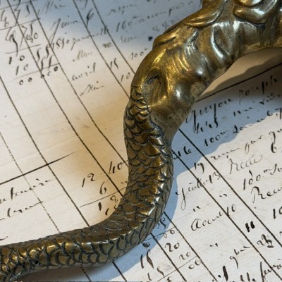 19th-century bronze chimera - Napoleon III – Antique door pull