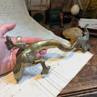 19th-century bronze chimera - Napoleon III – Antique door pull