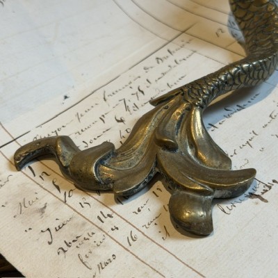 19th-century bronze chimera - Napoleon III – Antique door pull
