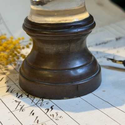 Faceted Crystal Stair Ball on a Patinated Bronze Base