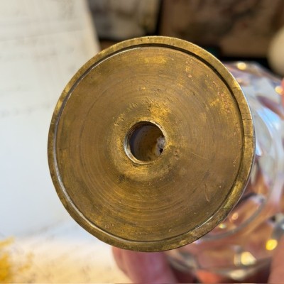 Faceted Crystal Stair Ball on a Patinated Bronze Base
