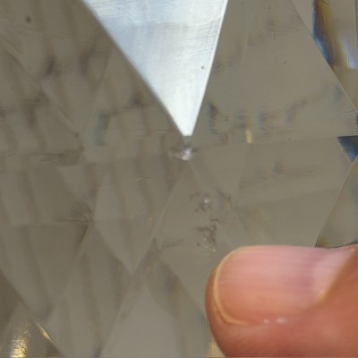 Faceted Crystal Stair Ball on a Patinated Bronze Base